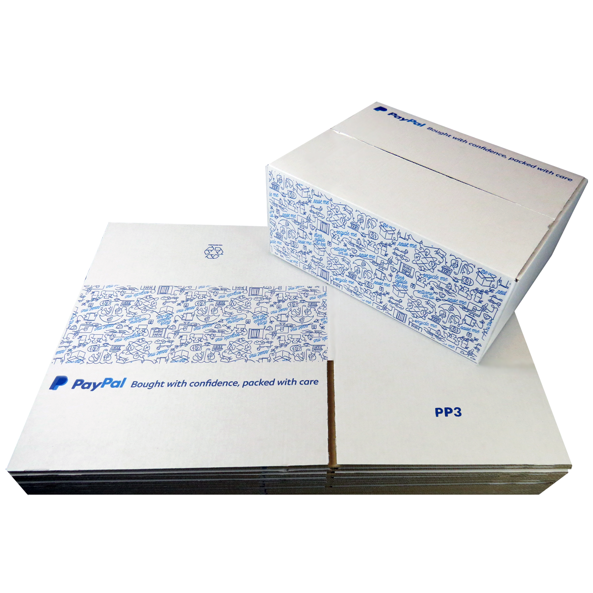 50 x PP3 PayPal Branded Quality White Single Wall Cardboard Postal Mailing Boxes 335x260x135mm