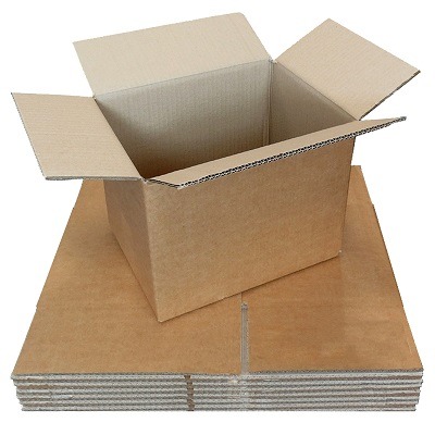 Pack of recycled double wall cardboard shipping boxes sized 305x229x229mm for heavier parcels