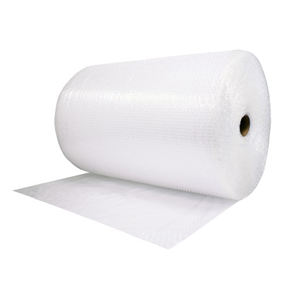 A large roll of small bubble wrap showing the width available for wrapping framed art in multiple cushioning layers during shipping.