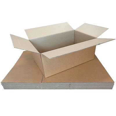 A double-wall cardboard box measuring 30 by 18 by 12 inches, showing the rigid build needed to protect large or glazed frames during transit.