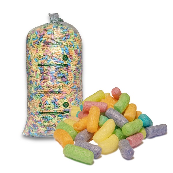 Foam peanuts, a type of void fill packaging available at Globe Packaging.